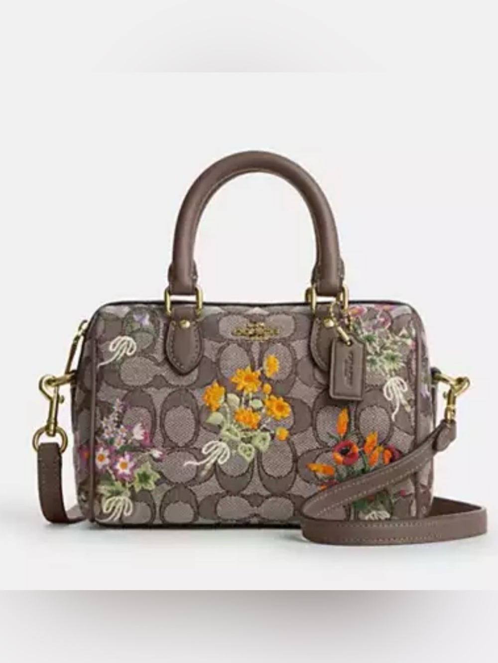 💐Coach NWT Mini Rowan Crossbody In Signature Jacquard/Floral Embroidered Print